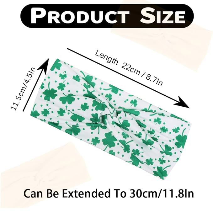Kachanaa 6 Packs St. Patrick’s Day Headbands for Women Elastic Non-Slip Green Irish Shamrock Hat Hair Accessories for Party and Gifts for Girls Teens