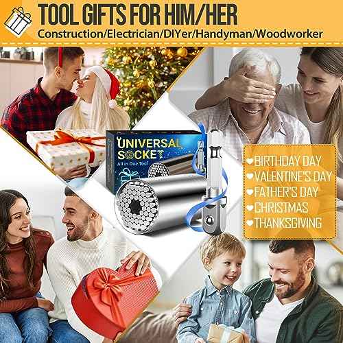 Super Universal Socket Tools Set - Power Drill Adapter Grip Socket for Men and Women - Cool Gadgets and Stocking Stuffers Ideas for Dad, Husband, Him