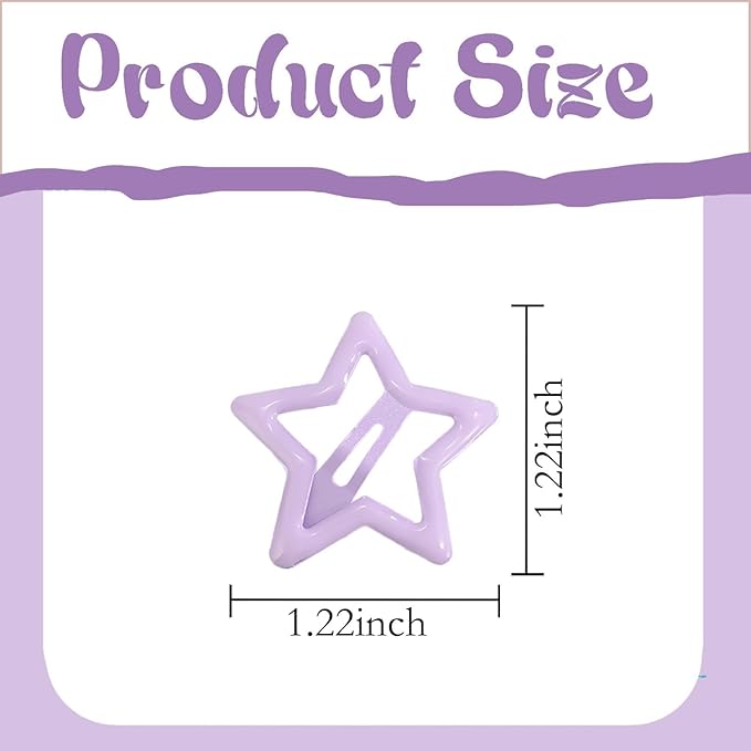 Star Hair Accessories - 50Pcs Colorful Metal Non-Slip Snap Hair Clips and Barrettes for Girls and Women