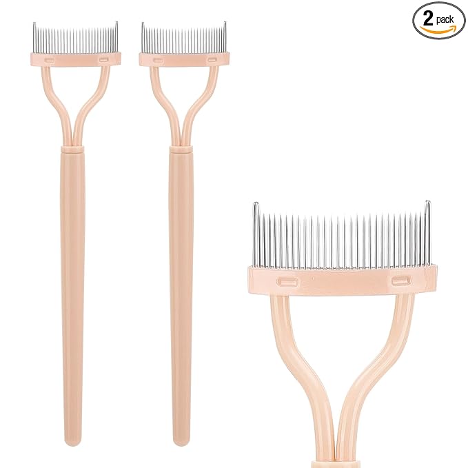 2 Pcs Eyelash Separator Tool Mascara Brushes Eyelash Comb Lash Separator Definer for Combing, Separating Lashes - Apricot Pink