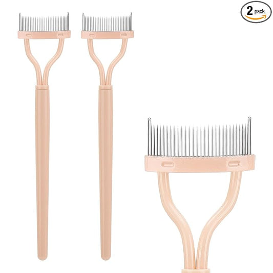 2 Pcs Eyelash Separator Tool Mascara Brushes Eyelash Comb Lash Separator Definer for Combing, Separating Lashes - Apricot Pink