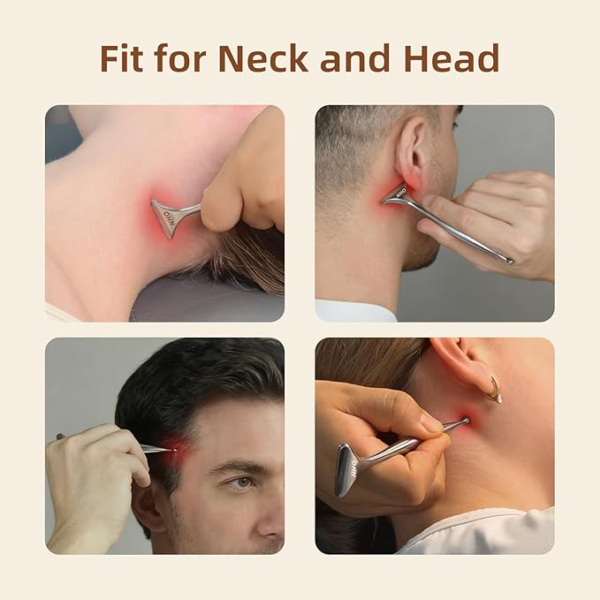 NHO 2-in-1 Acupuncture Pen,Fascia Blaster for Pain Relief, Stainless Steel Gua Sha Scraper & Acupressure Massage Pen, Dual-Ended Fascia Release Tool for Muscle, Neck, Face, Plantar Fasciitis Relief