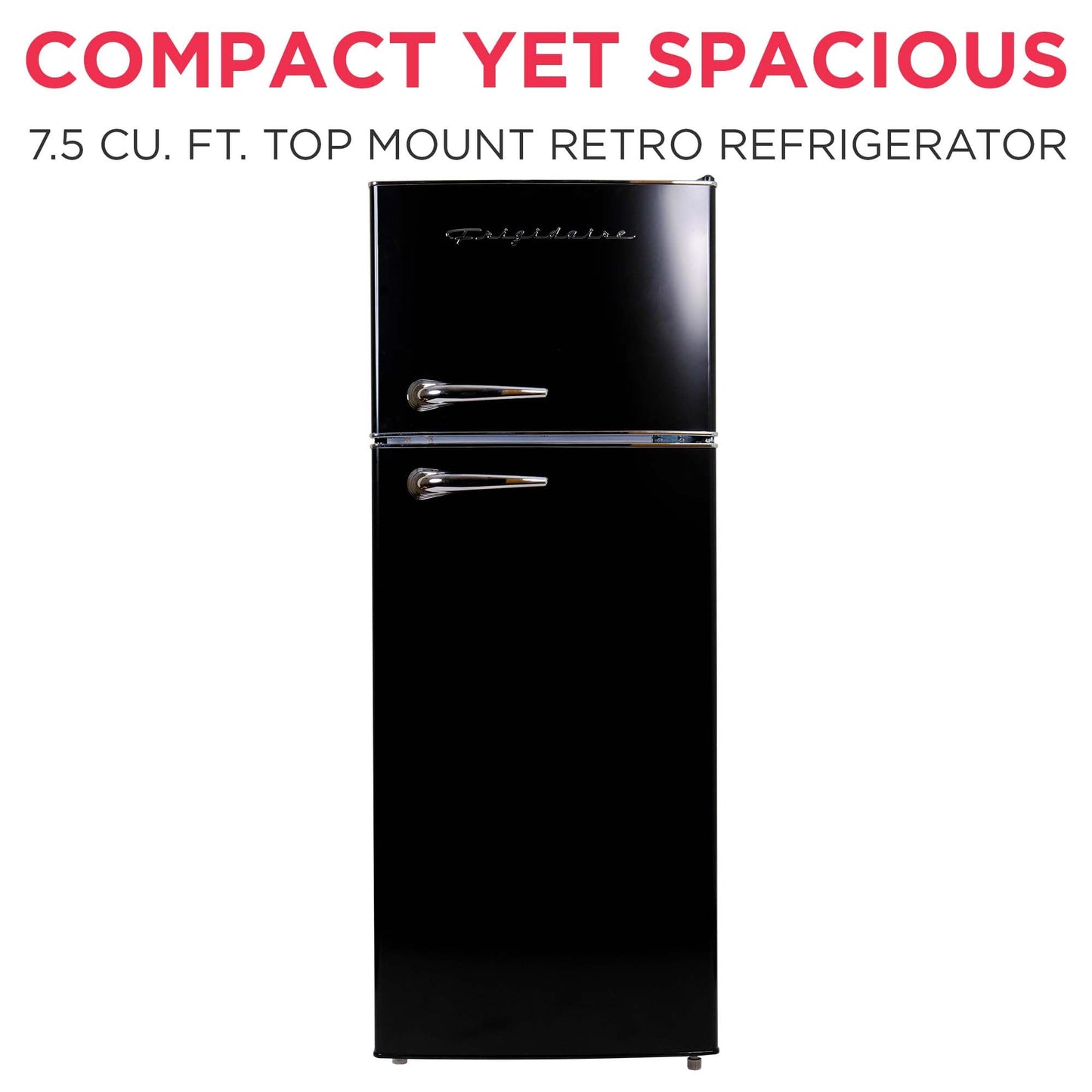 Frigidaire EFR786 Retro Apartment Size Refrigerator with Top Freezer - 2 Door Fridge with 7.5 Cu Ft of Storage Capacity, Adjustable Spill-Proof Shelves, Door & Crisper Bins, Black