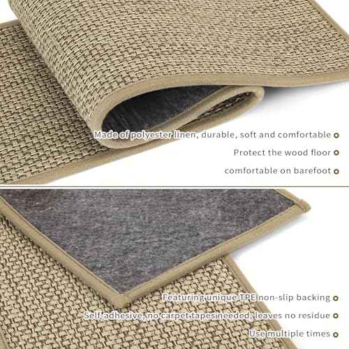 Stair Treads Non Slip for Wooden Steps Indoor 9" x 30" 15 Pack Extra Wide Stair Tread Carpet Stairs Runner, Step Pads with Reusable Adhesive for Dogs Kids Elders, Machine Washable, Beige