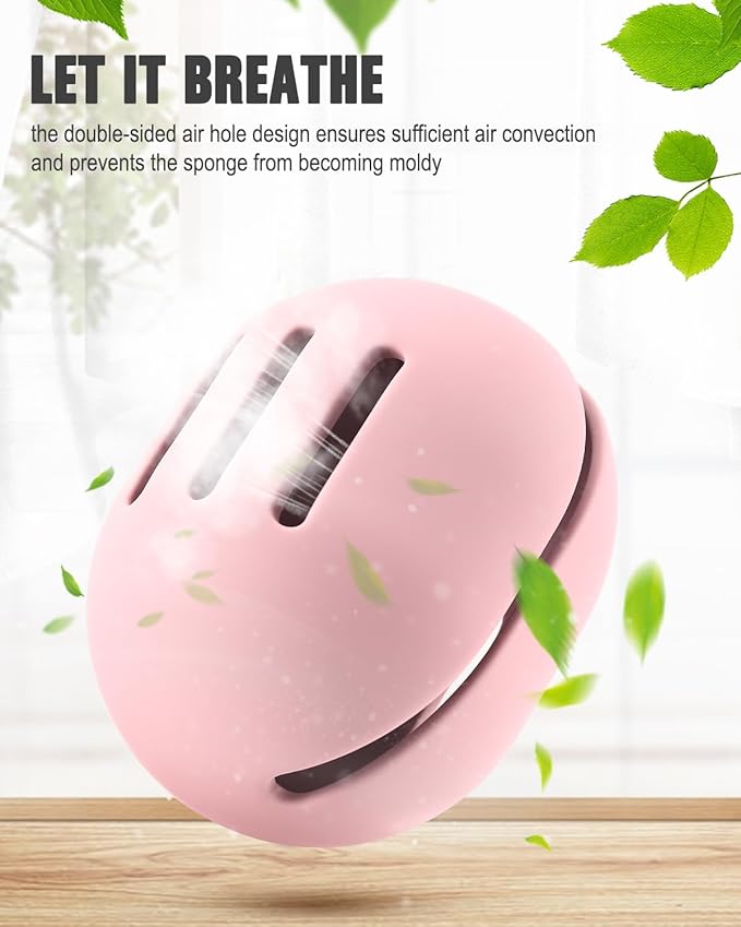 FERYES Makeup Sponge Holder Ã¢ÂÂ Shatterproof Eco-Friendly Silicone Beauty Make Up Blender Case for Travel - Pink