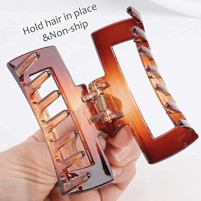 Canitor Hair Claw Clips for Thin Hair 3.1 inches Acrylic Rectangular Hair Clips Tortoise Barrettes French Design Banana Jaw Clips Hair Clips Non-slip Clip