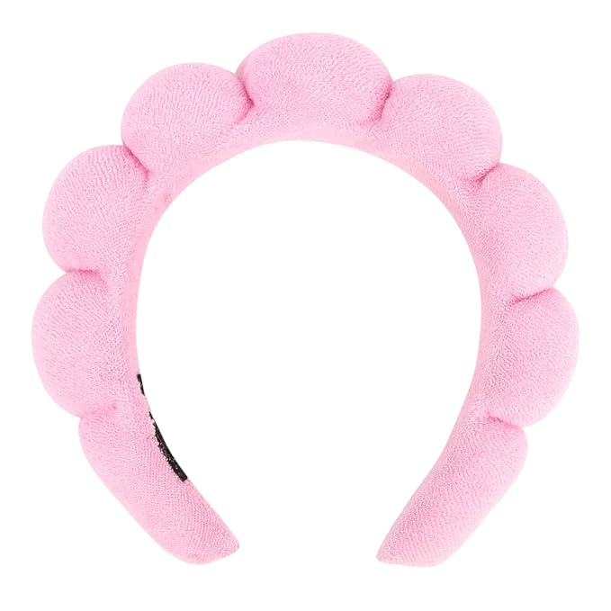 Women's Spa Headband, P!nk - Hairband for Facial Skincare, Makeup Removal, Yoga, Sports - Soft, Comfortable, Absorbent Microfibers, One Size Fits Most, Unisex-Adults, 1 Count
