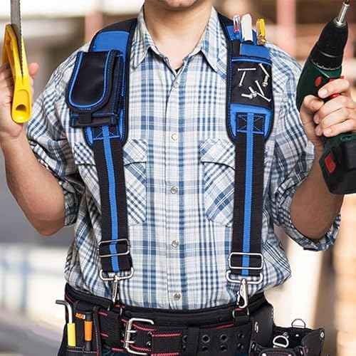Dr.TOUGH Tool Belt Suspenders for Men Carpenter Tool Belt with Suspenders Padded Tool Belt Suspenders With Magnet Pocket (Without Tools)