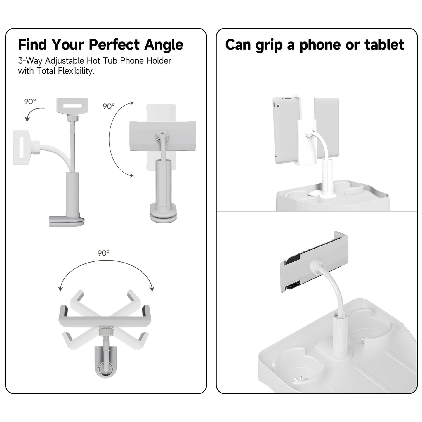 POOLCOMFT Hot Tub Table Tray with Adjustable Phone Holder, 2 Cup Holders, Hot Tub Accessories, Perfect for Outdoor Inflatable Hot Tub & Pool, Unique Gifts for Women, Mom(Scented Candle & Card)