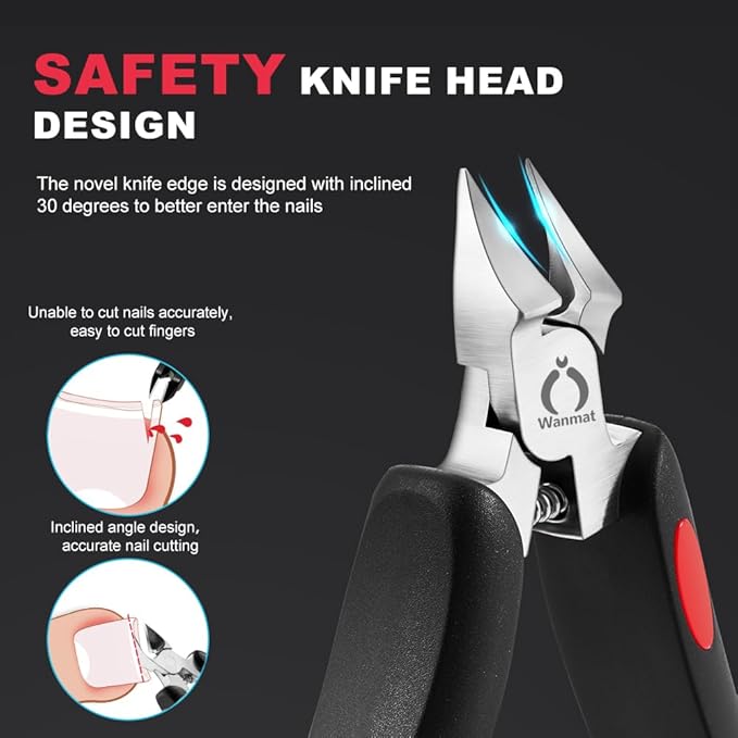 Toe Nail Clipper for Ingrown or Thick Toenails,Toenails Trimmer and Professional Toenail Nipper for Seniors with Stainless Steel Surper Sharp Blades (Soft Handle Nail Clippers for Thick Nails)