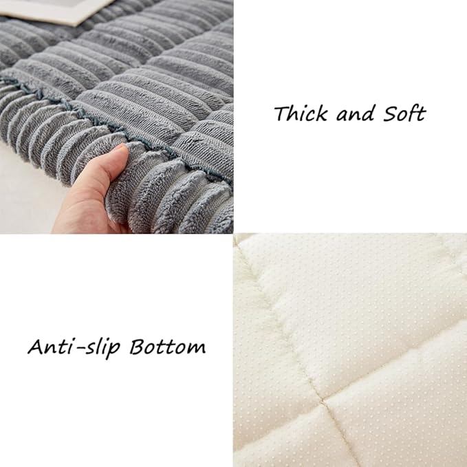 Couch Cover for Dogs Washable, Fuzzy Pet Couch Covers for 3 Cushion Sofa Pet Friendly, Non Slip Sofa Cover (Blue-Grey, 27.6" x 27.6"/70 x 70cm 2 PCS)