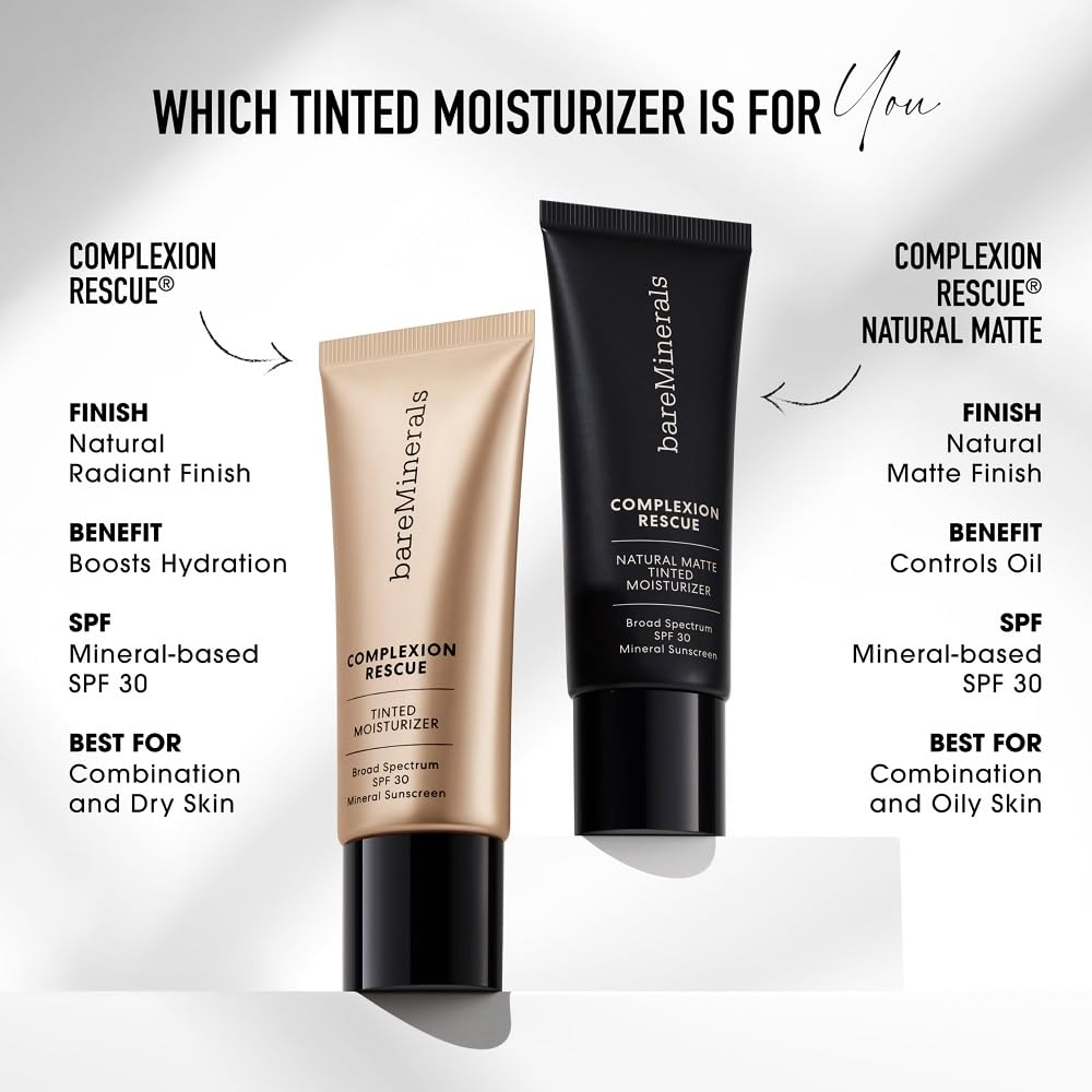 bareMinerals Complexion Rescue Tinted Moisturizer for Face with SPF 30, Full Size, Ginger 06, Vegan, Cruelty-Free & Dermatologist-Tested