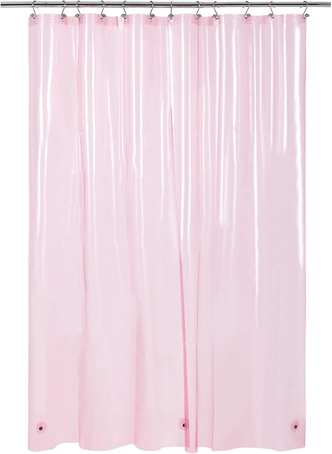 Barossa Design Clear Pink Long Shower Curtain Liner 78" Height - 3 Magnets & Waterproof Lightweight PEVA Shower Liner for Bath Tub, PVC Free, Metal Grommets, Clear Pink, 72x78