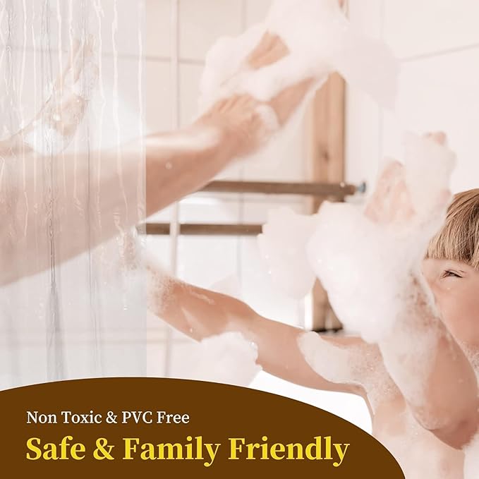 Barossa Design 54" x 72" Frosted Stall Shower Curtain Liner with 3 Magnets - Waterproof PEVA Shower Liner for Bathroom Stall, PVC Free, Metal Grommets - Frost, 54x72