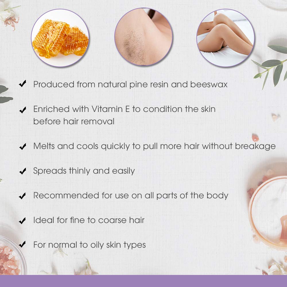 Satin Smooth Honey Wax with Vitamin E, Hair Removal Wax for Sensitive Skin, Full Body Waxing, Ideal for Coarse and Medium Hair, 14oz