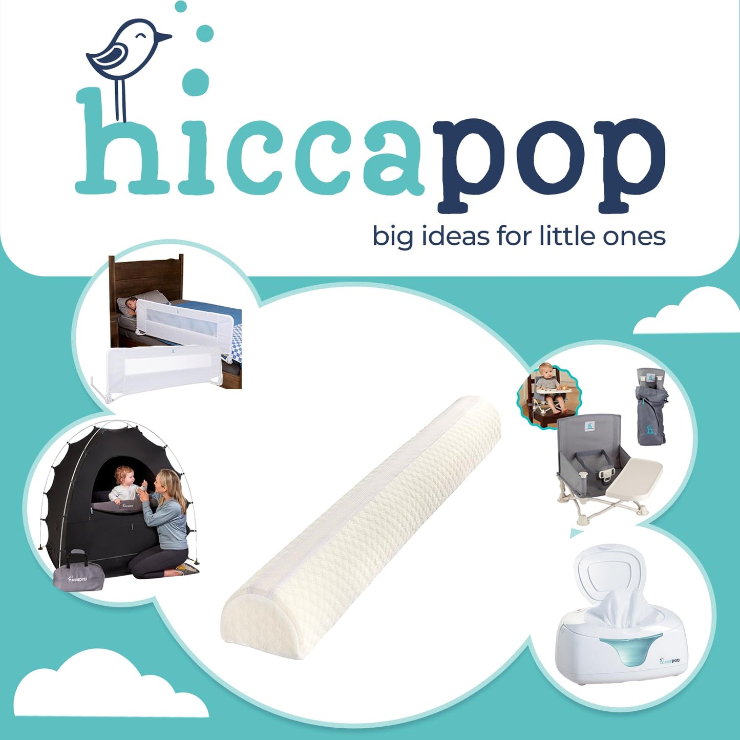 Hiccapop [2-Pack] Foam Bed Bumpers for Toddlers, Toddler Bed Rails w/ Water-resistant Cover, Bed Guard Rail for Toddlers for Twin, Queen, King Beds