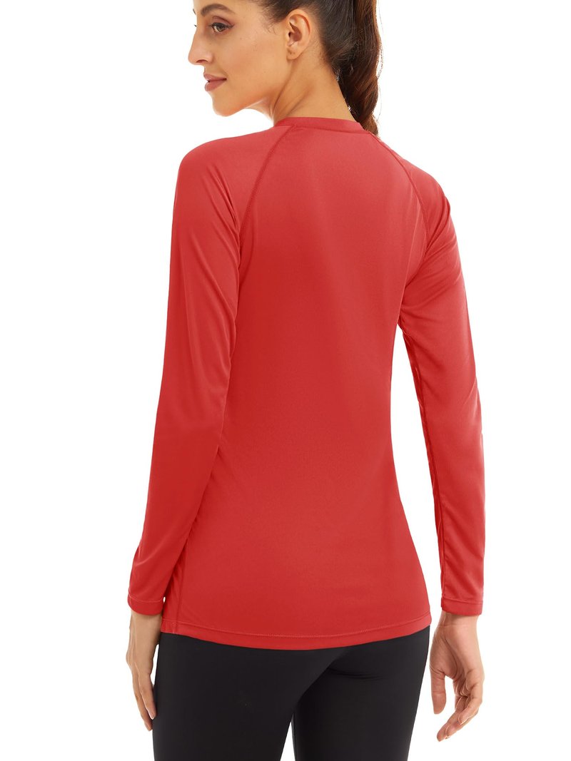 MAGCOMSEN Workout Shirts for Women Running Shirts Women Summer Shirts UV Protection Shirts for Women Long Sleeve Shirts for Women Tomato Red