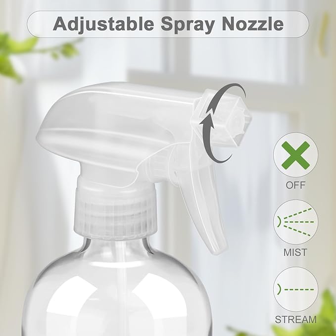 Worldgsb 2 Pack Glass Spray Bottles with Silicone Sleeve, 16 oz Empty Refillable Containers with Adjustable Spray Nozzles, Spray Bottles for Hair, Cleaning Solutions and Plants Pink