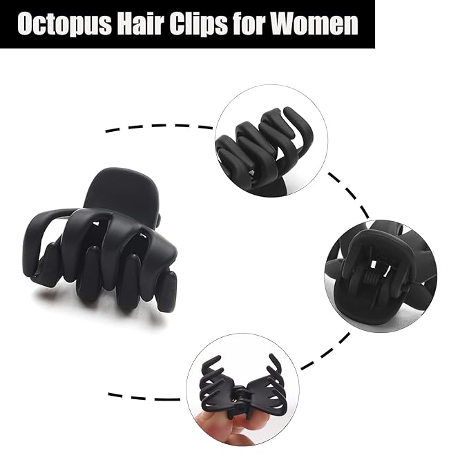 Cobahom 24 Pack Small Hair Claw Clips 1.2 Inch Matte Hair Clips for Thin Hair No-Slip Mini Hair Clip Hair Styling Accessories for Women and Girl (Matte Black)