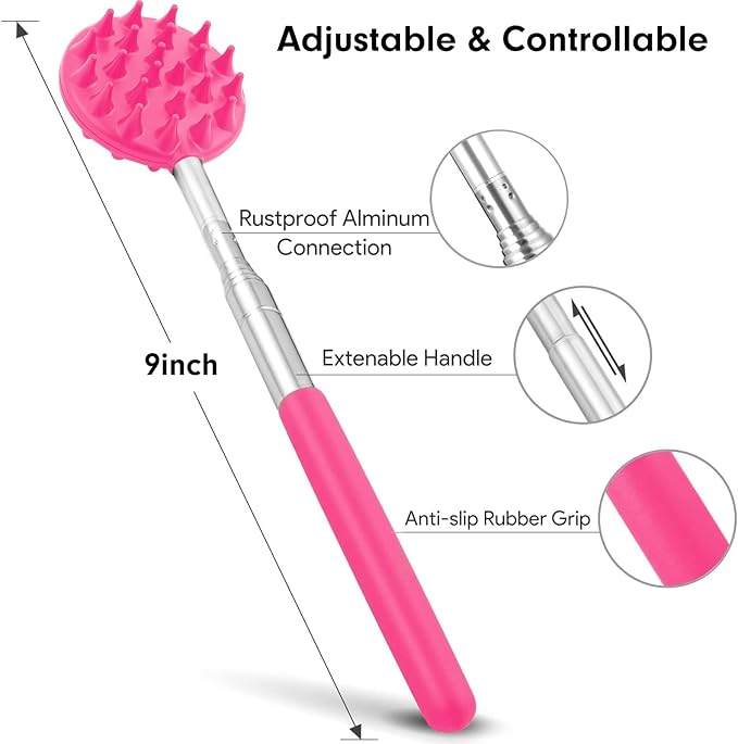 TUKUOS Telescoping Back Scratcher with 4Pcs Detachable Scratching Heads, Back Scratcher for Men/Women,Dual Sides Scratcher/Metal Paw/Rake Scratcher Christmas Gifts Stocking Stuffers for Women Men