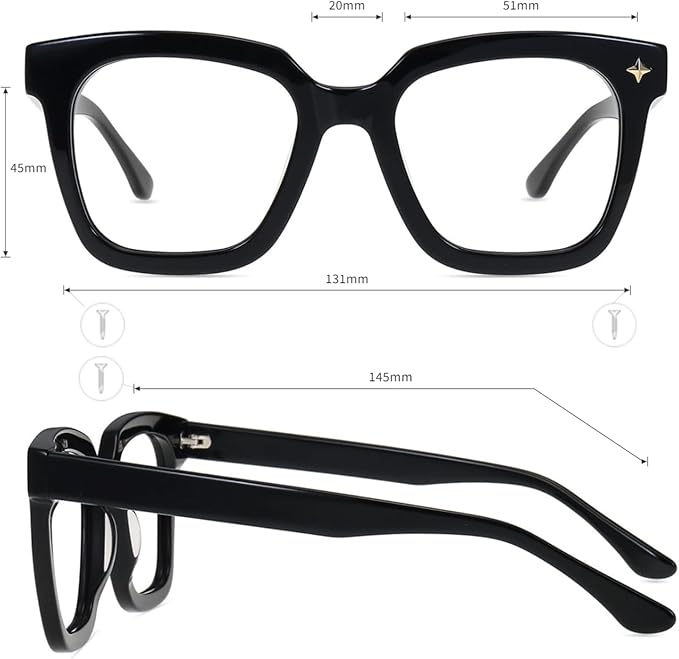 Firmoo Oversized Blue Light Glasses for Women Men Large Frame Anti Eyestrain & UV Protection Computer Gaming Blue Blocker Eyeglasses(Black)