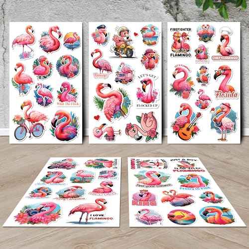 Flamingo Stickers 50 Pieces Vinyl Waterproof Decal for Laptop Water Bottle Phone Car Window Bike Motorcycle Stakeboard Scrapbook Flamingos Sticker Gifts for Kid Teen Adult