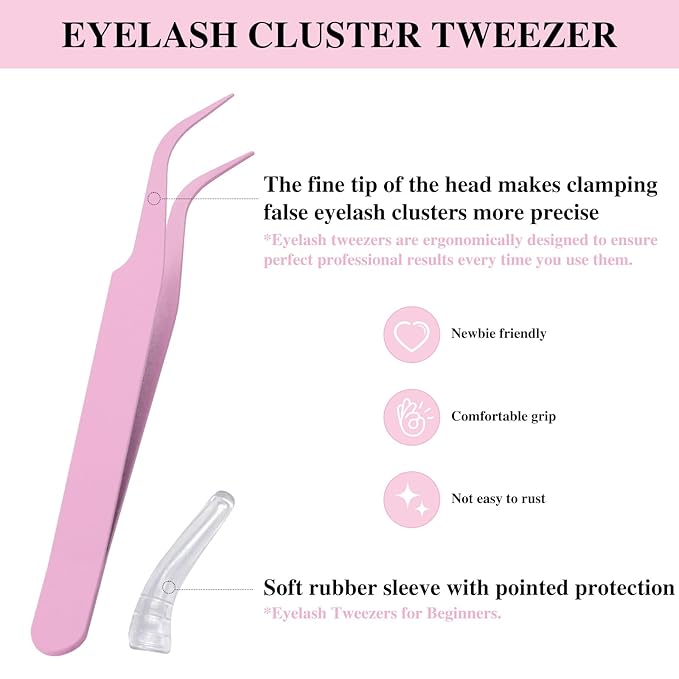 Mayhug Lash Cluster Glue Bond and Seal Kit with Lash Glue Remover and Tweezers Long-Lasting, Waterproof For DIY Eyelash Extension At Home Use Beginners Friendly Kit 4-in-1