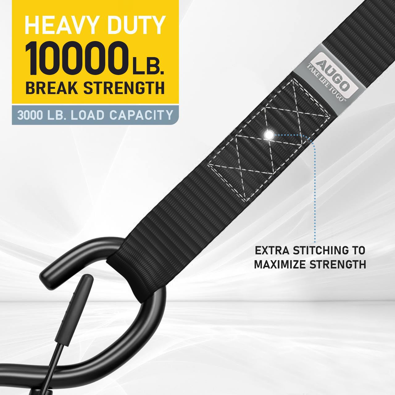 AUGO Heavy Duty Soft Loops –Pack of 6-1.5” x 17” Tie Down Anchor Straps for Use w/Ratchet Strap Hooks – 3000Lb Load Capacity & 10,000Lb Break Strength – Great for Motorcycle, Bike, Roof Rack, Etc.