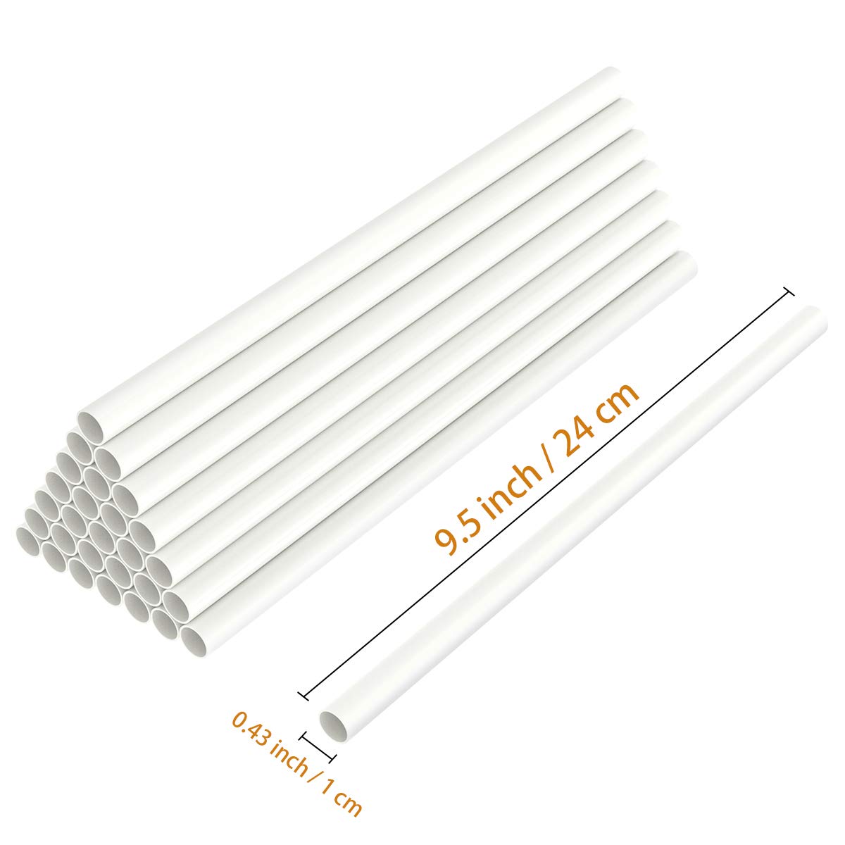 White Plastic Cake Dowel Rods for Tiered Cake Construction and Stacking Supporting Cake Round Dowels Straws with 0.4 Inch Diameter (9.5 Inch)