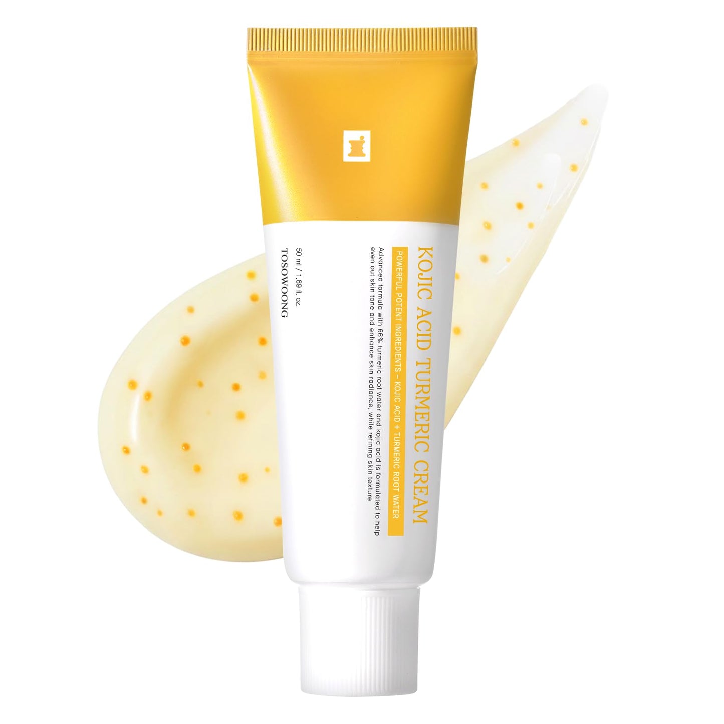 TOSOWOONG Kojic Acid Turmeric Cream, 99% Purity Kojic Acid 7,000ppm, 660,941ppm Turmeric, Dark Spot Corrector Capsule for Hyperpigmentation & Even Skin Tone Care, Korean Skincare, 50ml / 1.69 fl. oz.