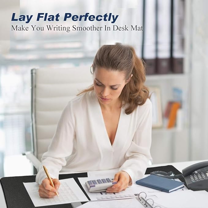 Desk Pad for Office Home 31" x 13",PU Leather Waterproof Large Desk Writing Mat Organizer,Multifunctional Ultra Thin Dual Use Desk Blotters Mouse Pad Protector ?€? (Black)
