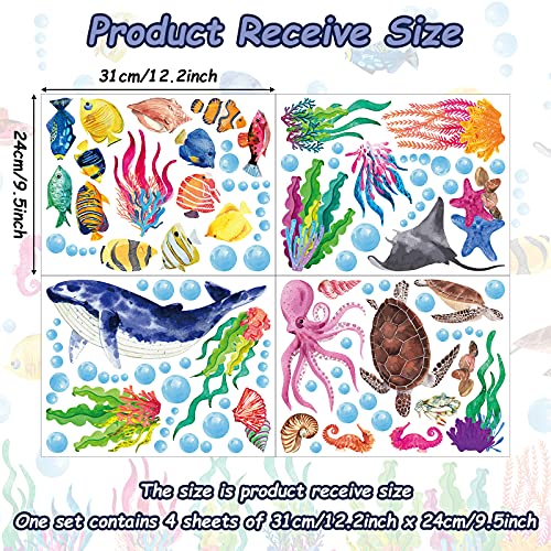 114 Piece Ocean Fish Wall Decals, Under The Sea Wall Decals - Under The Sea Fish & Jellyfish Removable Decor - Peel & Stick - for Kids, Baby, Bathroom, Bedroom, Living Room