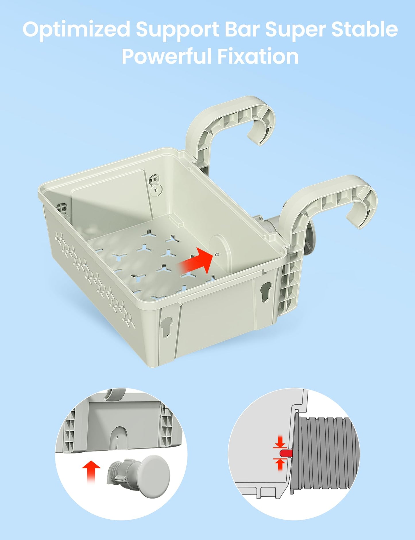 SUMMERBUDDY 2 Sets Upgrade Poolside Storage Basket, Above Ground Pool Storage Basket with Pool Cup Holder, For Steel Round or Oval Frame Above Ground Pools, Fits 3 Inch or Less Top Rail