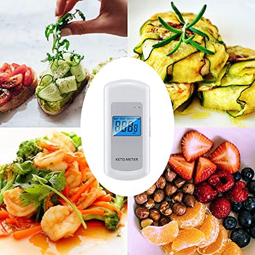 Rechargeable Ketone Meter Analyzer Professional Grade Accuracy Breath Ketone Meter LCD Digital Display Ketosis Breath Breathalyzer Tracing Ketones Status with 10 Mouthpieces