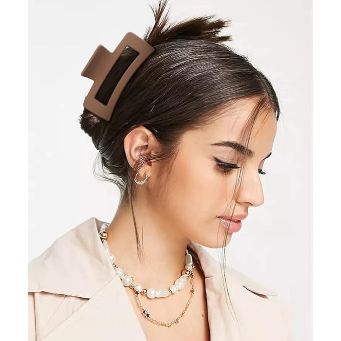 Canitor Hair Claw Clips for Women - 4 PCS Matte French Design Rectangular Barrette Banana Non-Slip Clips for Thick Hair