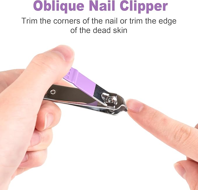 DUCOO Nail Clipper Set, 4 PCS Ultra Sharp Nail Clippers for Men, Women, Adults Toenail Fingernail Clippers, Stainless Steel Nail Cutter & File, Purple