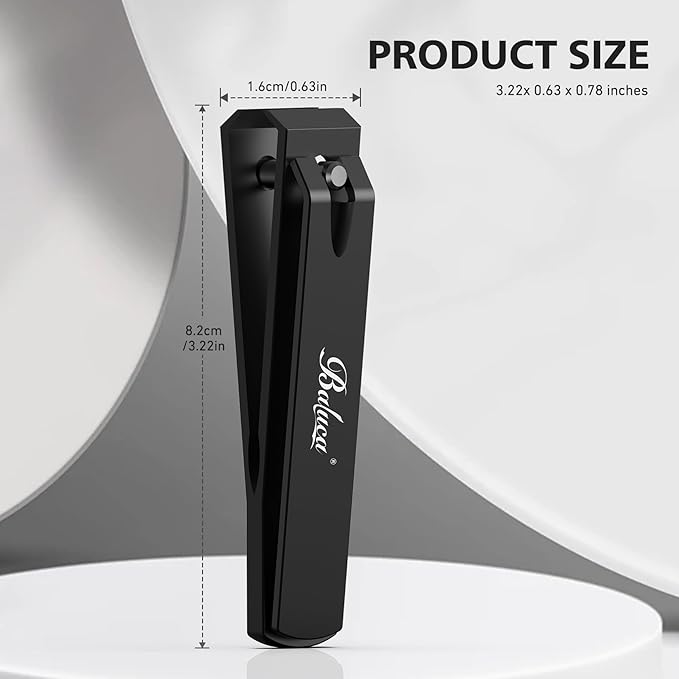Heavy Duty Straight Blade Nail Clippers for Thick Toenails, Professional Stainless Steel Fingernail Toenail Clippers Trimmers - Thick Wide Jaw Toe Nail Clippings for Seniors, Men & Women (Black)