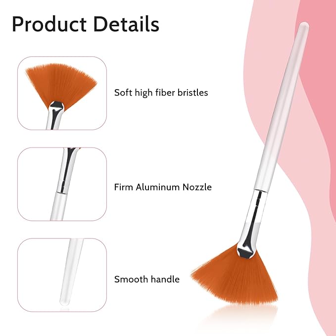 Giantree 4 Pcs Fan Brushes for Facial, Face Mask Applicator Soft Makeup Brushes, Flat Head Mask Acid Applicator Esthetician Brush (Yellow and White)