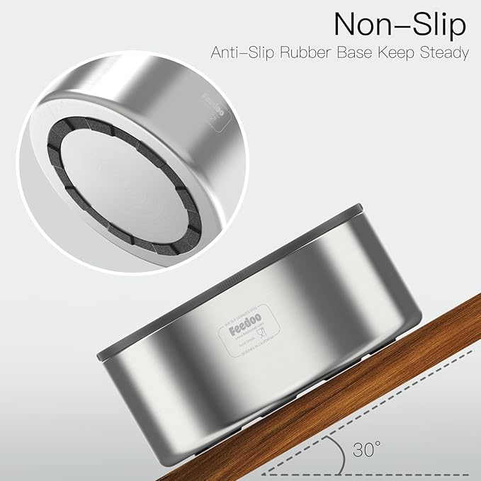 2L Double Layers 304 Stainless Steel Dog Bowl - Insulated & Durable | Non-Slip Base | Easy to Clean | BPA-Free Safe Dog Food and Water Bowl