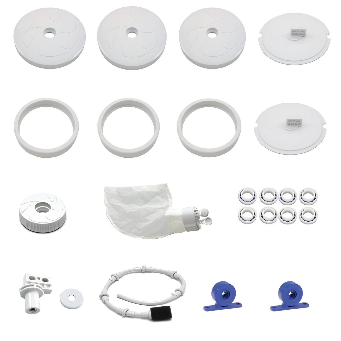 FibroPool Rebuild Kit for Polaris 280 White - Includes Wheels, Turbine, Bearings, Tail, Head Float, Bag, Swing Axle and Scrubber to Tune Up Automatic Cleaners - Not Compatible 360 or 380