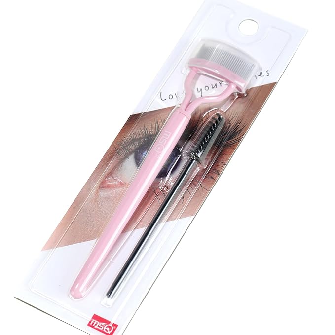 Eyelash Comb Separator MSQ Eyelash Mascara Brush and Comb Lash Separator With Comb Cover Arc Designed Cosmetic Brushes Tool Pink (Includes a Mascara Wand)