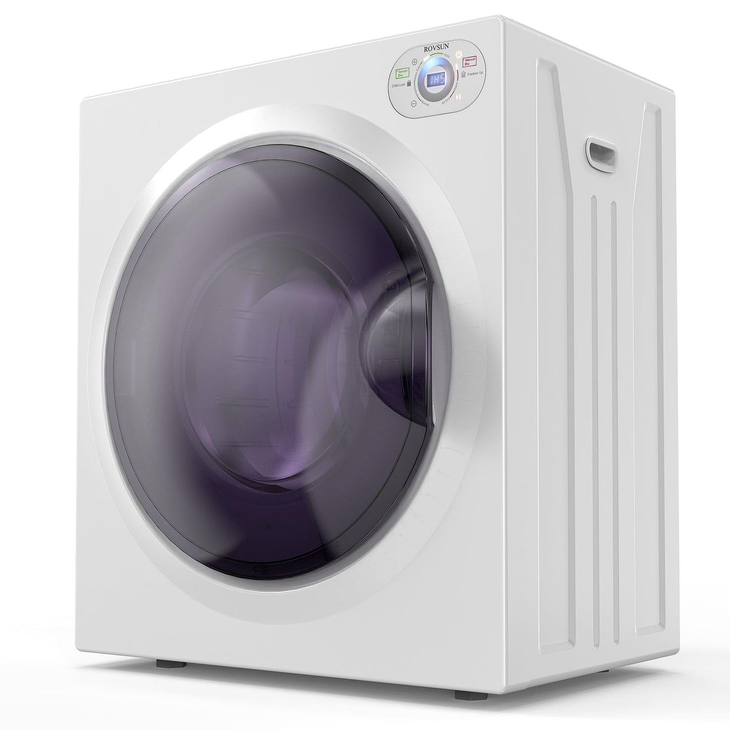 ROVSUN 2.6 Cu.Ft Portable Clothes Dryer, 1400W Fast Drying Front Load Tumble Laundry Dryer with Stainless Steel Tub & LCD Control Panel Six-Mode for Apartment, Home, Dorm