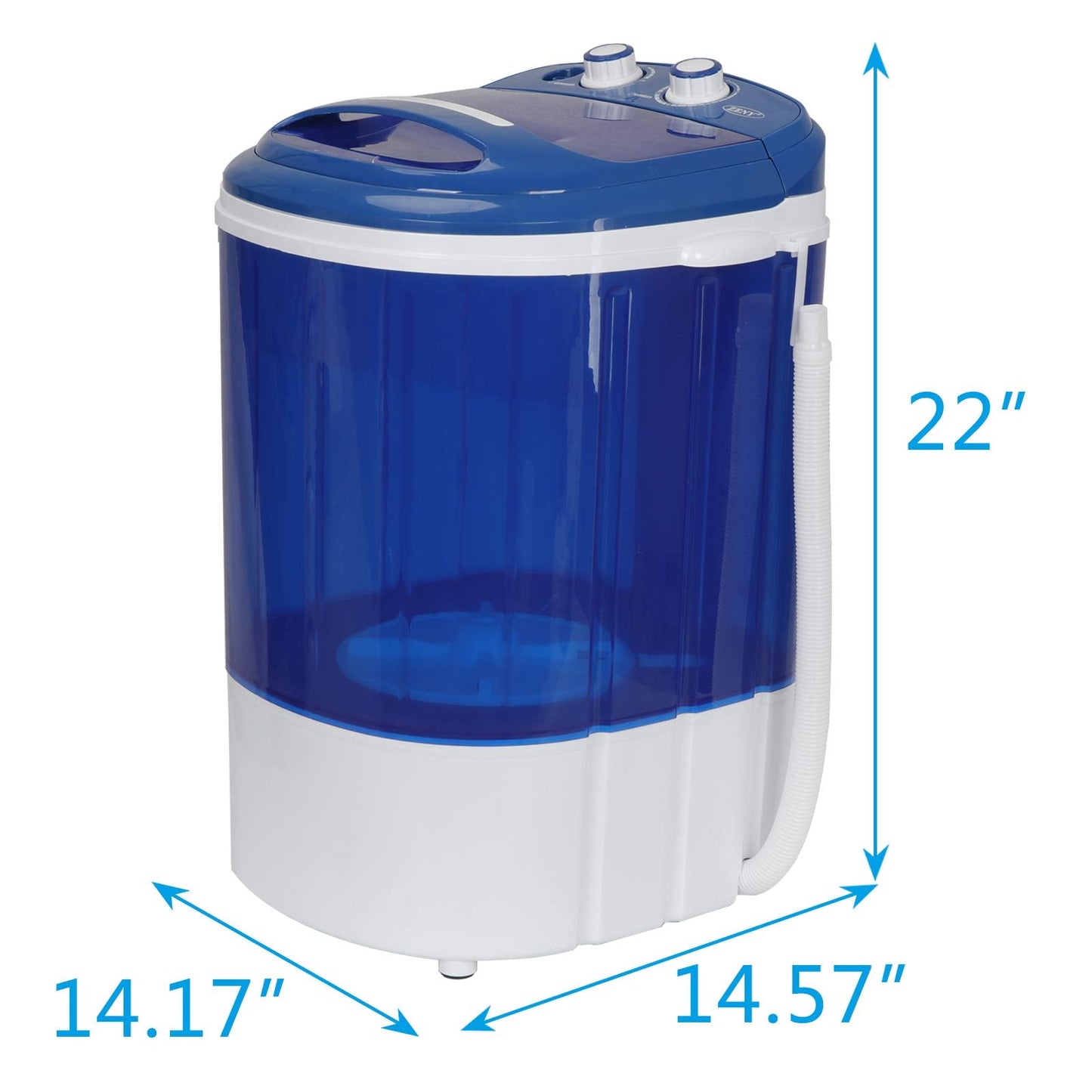 SUPER DEAL Portable Washing Machine, Single Tub Small Laundry Washer 5.7 lbs Washing Capacity for Apartments, Dorms,Traveling, RV, Semi-automatic Laundry 110V, Blue