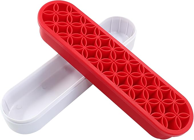Red Silica gel Makeup Brush Holder Box Multi-Purpose Silica gel Make Up Brush Storage Stand Rectangle Multipurpose Painting Pen Holder for Brushes,Art Craft and Painting Brushes