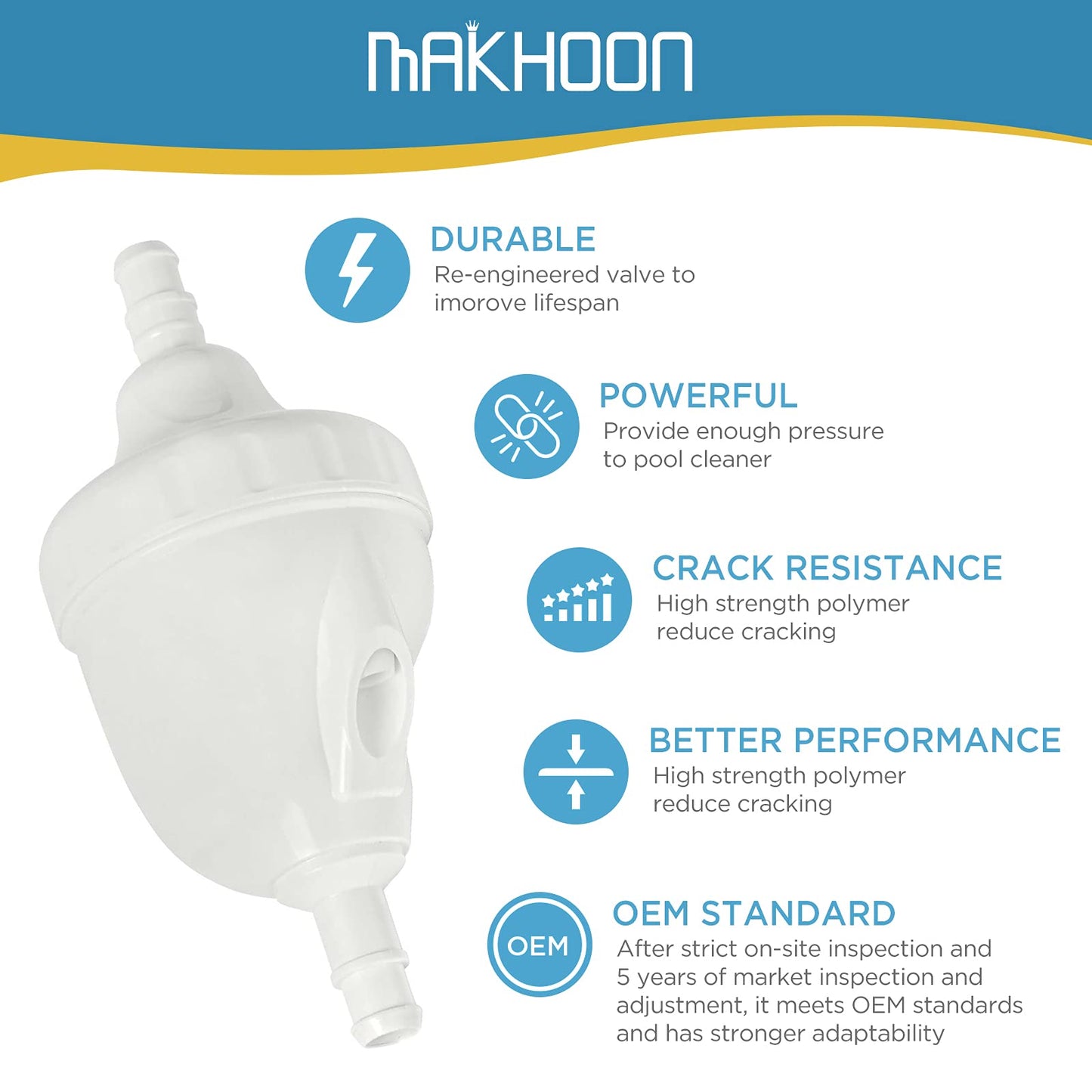 MAKHOON Upgraded G52 Backup Valve Replacement for Polaris Pool Cleaner Parts, Compatible with Polaris 180,280,380,480,3900 Pool Cleaner, The Valve Body has Been Reinforced，Longer Life Than Zodiac G52