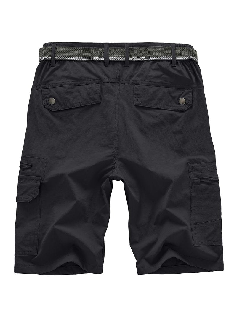 Jessie Kidden Mens Outdoor Casual Elastic Waist Lightweight Water Resistant Quick Dry Fishing Hiking Shorts #6222-Black,36