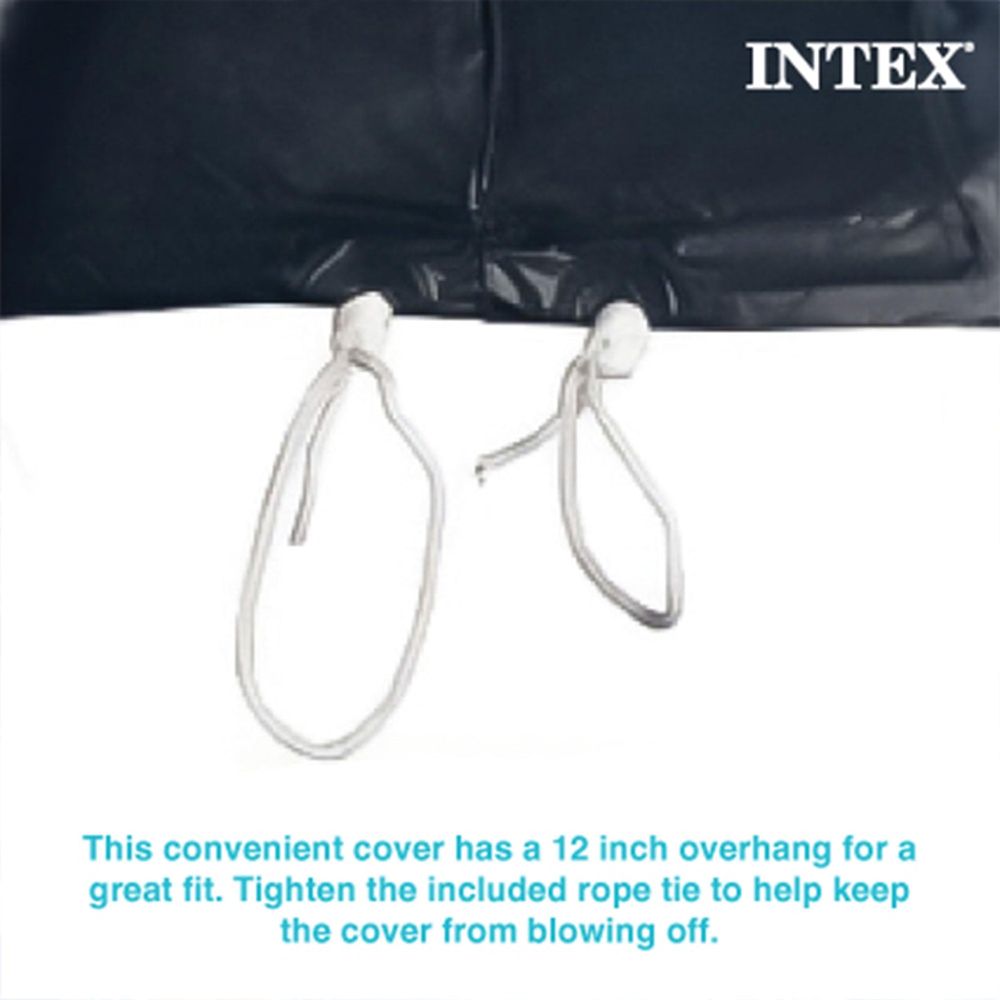 INTEX 28021E Pool Cover: For 10ft Round Easy Set Pools – Includes Rope Tie – Drain Holes – 12in Overhang – Snug Fit