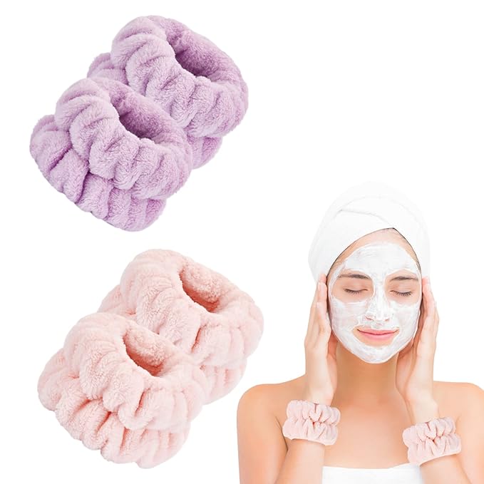 4 Pcs Wrist Bands for Washing Face-Dorbetar, Microfiber Wrist Towels for Washing Face, Spa Wristbands for Washing Face, Face Wash Wristbands, Arm Bands for Washing Face for Woman and Children