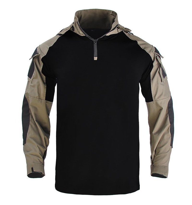 TACTICS ARMOR Tactical Shirt Men's Combat Shirt Tactical Military Camo Long Sleeve Suitable for Airsoft Paintball with Elbow Pads and Pockets
