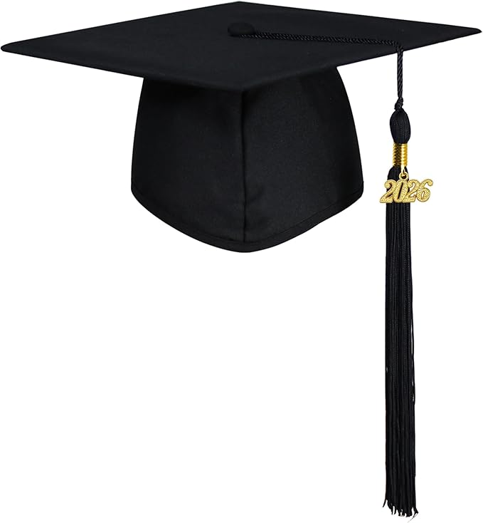 GraduatePro Matte Graduation Cap with 2026 Tassel for Adults High School and Bachelor Master 12 Colors